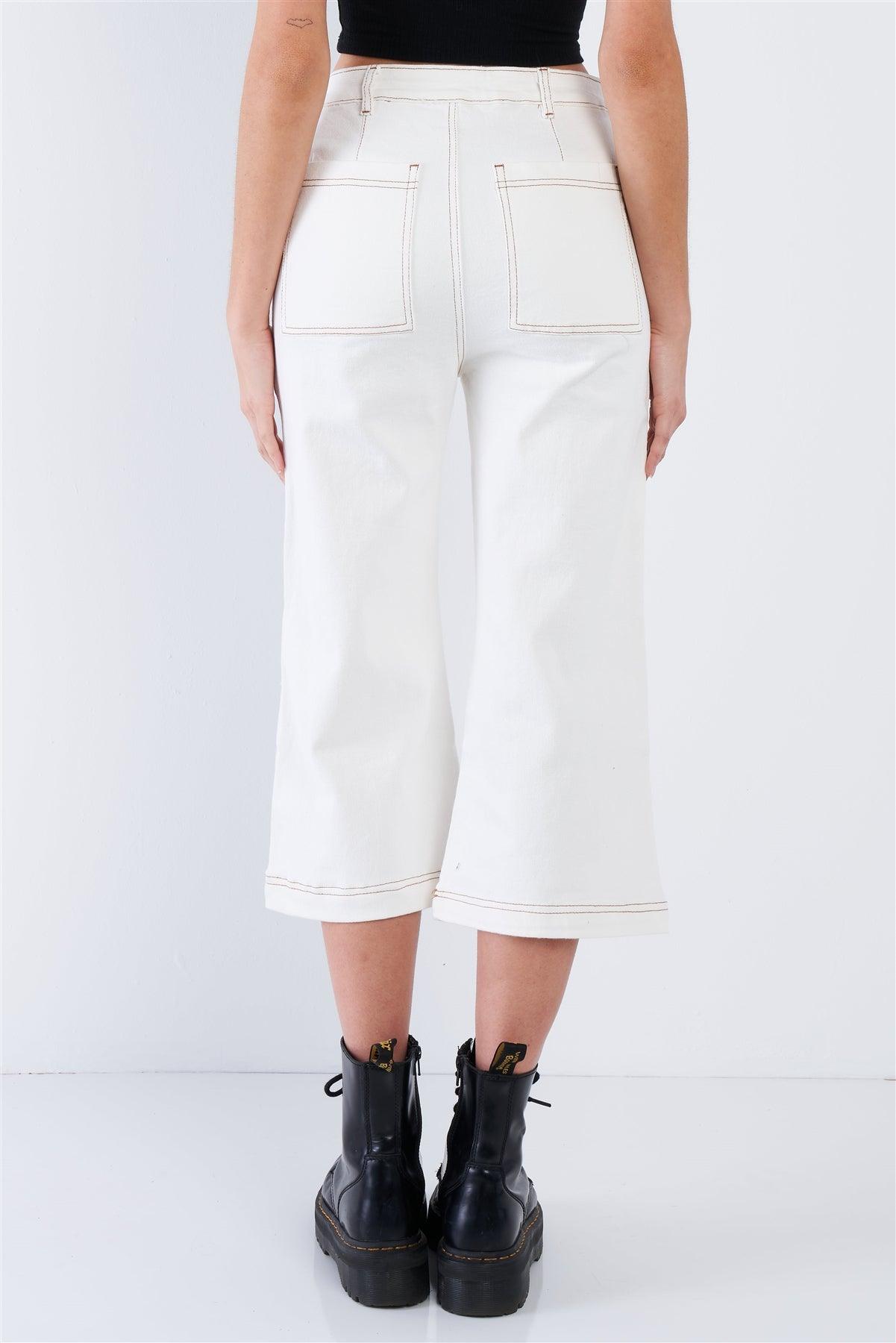 Off-White Wide Leg Denim Gaucho Jeans
