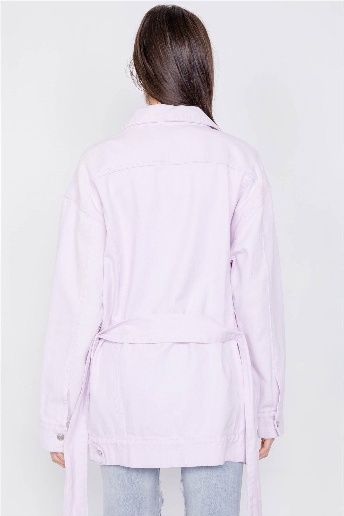Pastel Lavender Vintage Denim Mini Jean Dress Jacket /3-2