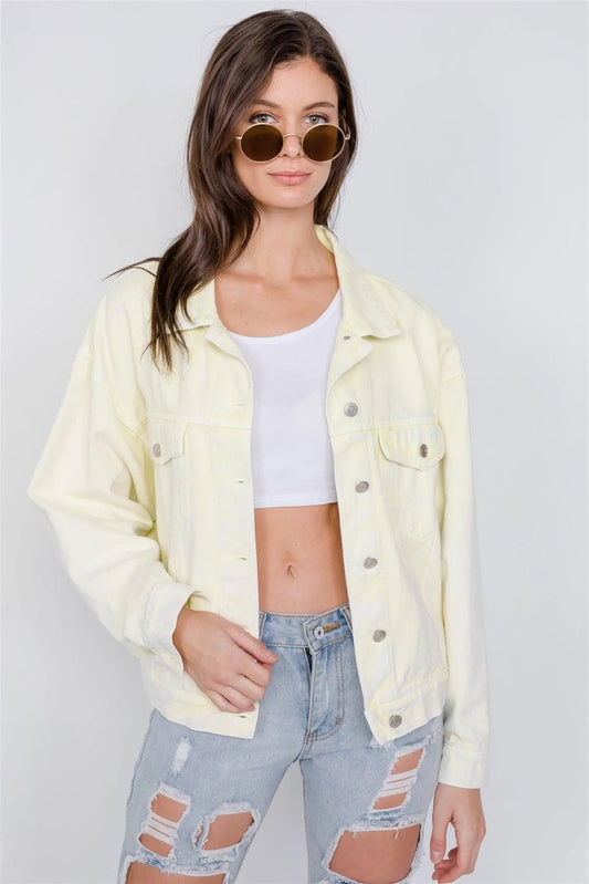 Mint Denim Relaxed Fit Vintage Washed Jean Jacket /3-2-1 - Tasha Apparel Wholesale