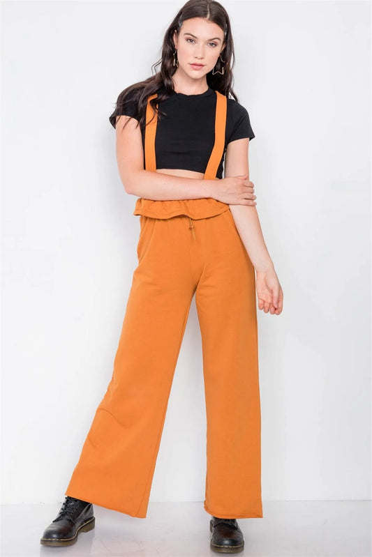 Camel Relaxed Wide-Leg Overalls /3-2-1 - Tasha Apparel Wholesale