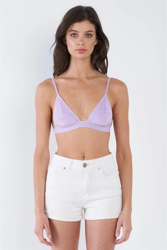 Lavender Purple Microfiber Suede Adjustable Cami Triangle Bra /3-2-1 - Tasha Apparel Wholesale