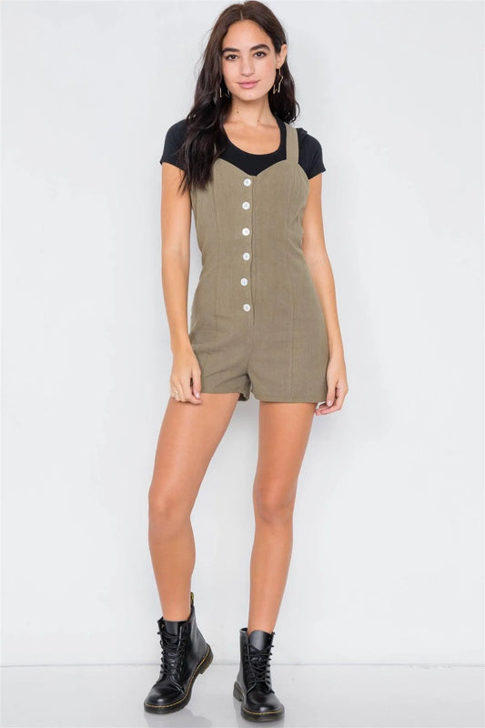 Olive Suede Boho Chic Mini Romper /3-2-1 - Tasha Apparel Wholesale
