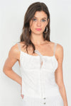 Off-White Hook & Eye Bustier Corset Sheer Cami Strap Chic Top
