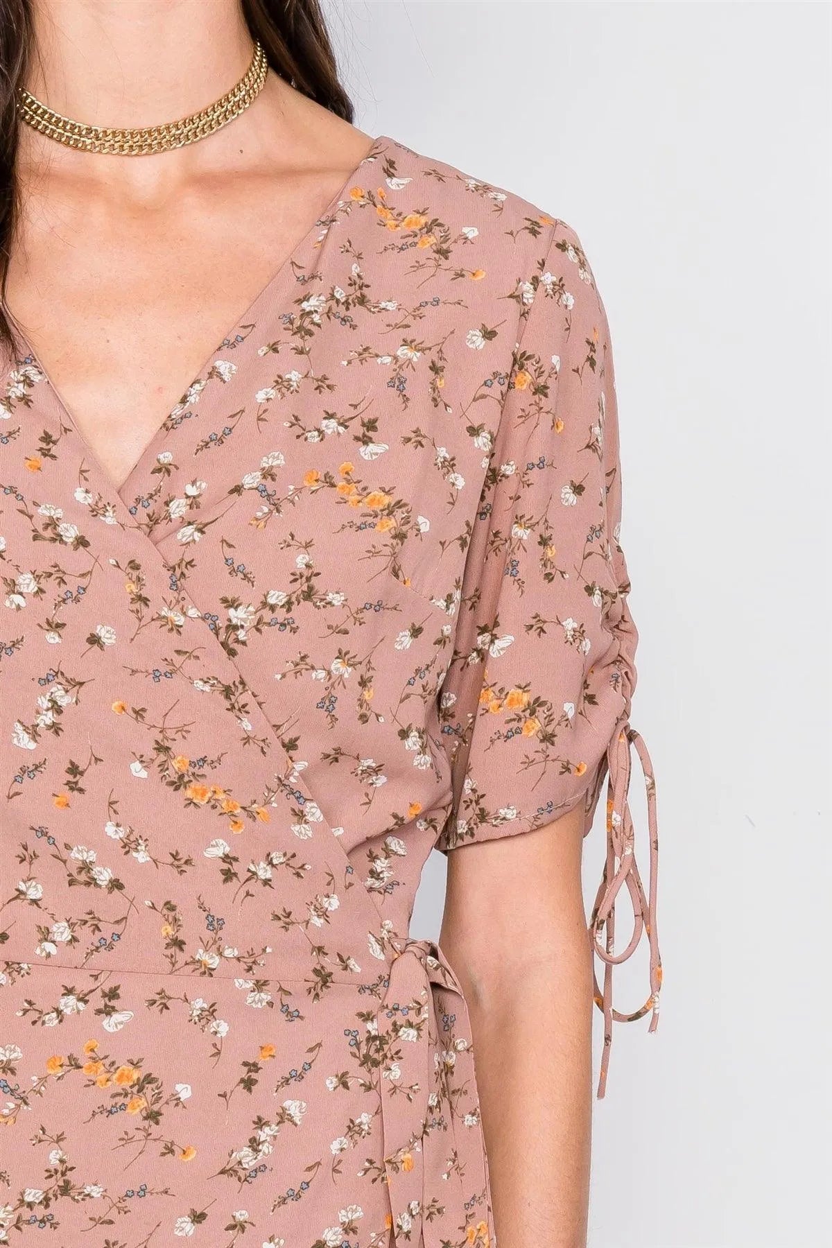 Dusty Rose Boho Floral Print Midi Dress /4-2 Dusty Rose Boho Floral Print Midi Dress /4-2