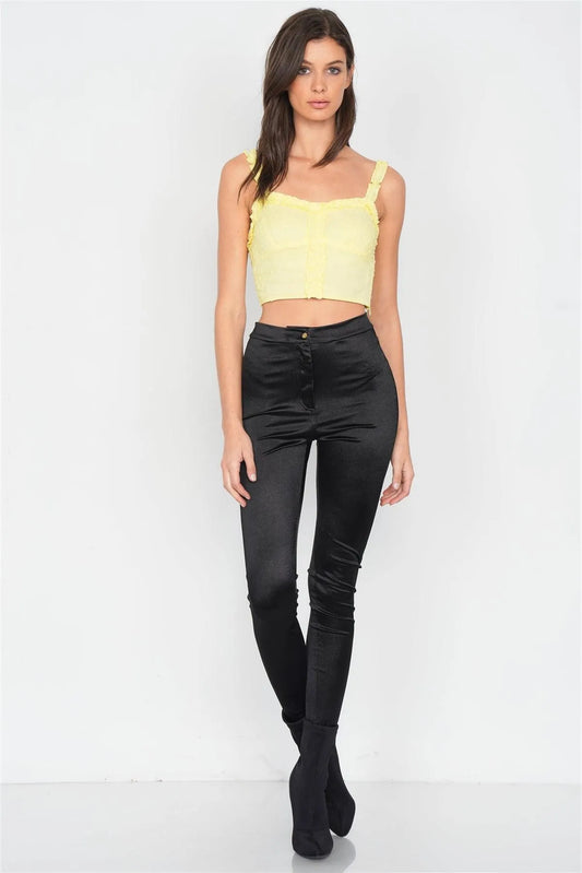 Lemon Embroidered Knot Frill Trim Crop Tank Top /2-1-1 - Tasha Apparel Wholesale