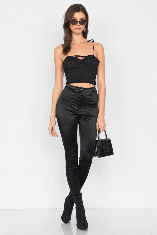 Black Ruched Bustier Elasticized Crop Top /4-2-1 - Tasha Apparel Wholesale