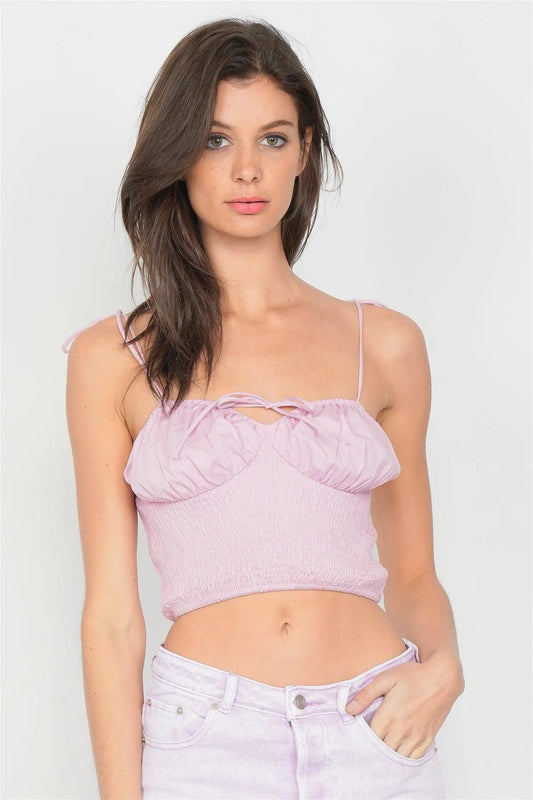 Pink Ruched Bustier Elasticized Crop Top /3-2-1 - Tasha Apparel Wholesale