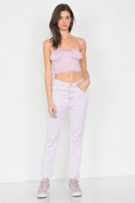 Pink Ruched Bustier Elasticized Crop Top /4-2-1 - Tasha Apparel Wholesale
