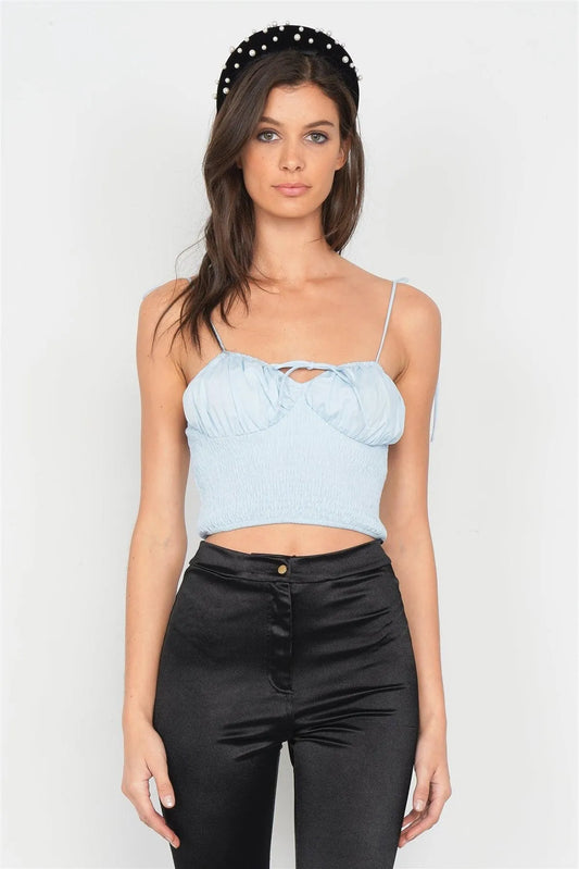 Sky Ruched Bustier Elasticized Crop Top /3-2-1 - Tasha Apparel Wholesale