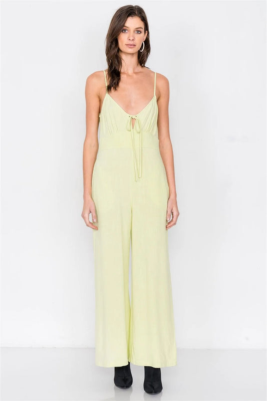 Pastel Lemonade V-Neck Casual Maxi Jumpsuit /3-2-1 - Tasha Apparel Wholesale