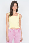 Yellow Ribbed Open Back Bow Casual Cami Top  /3-2-1