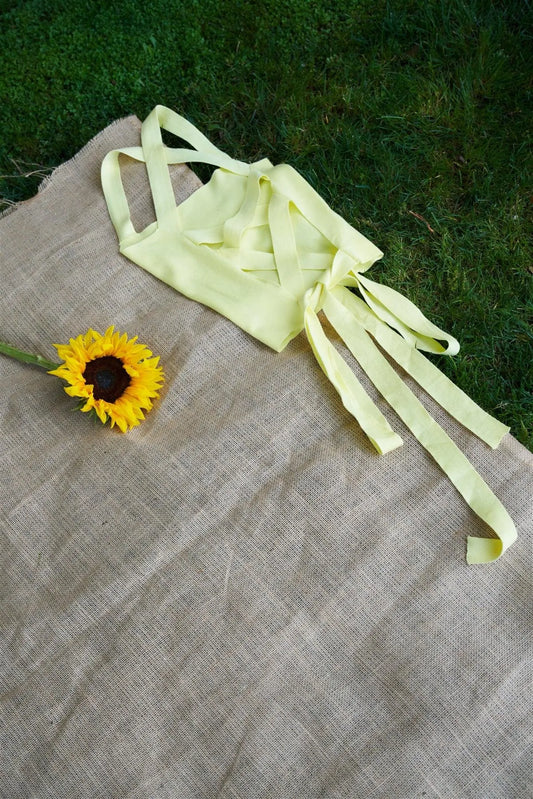 Yellow Lace-Up Open Back Sleeveless Crop Top /3-2-1 - Tasha Apparel Wholesale