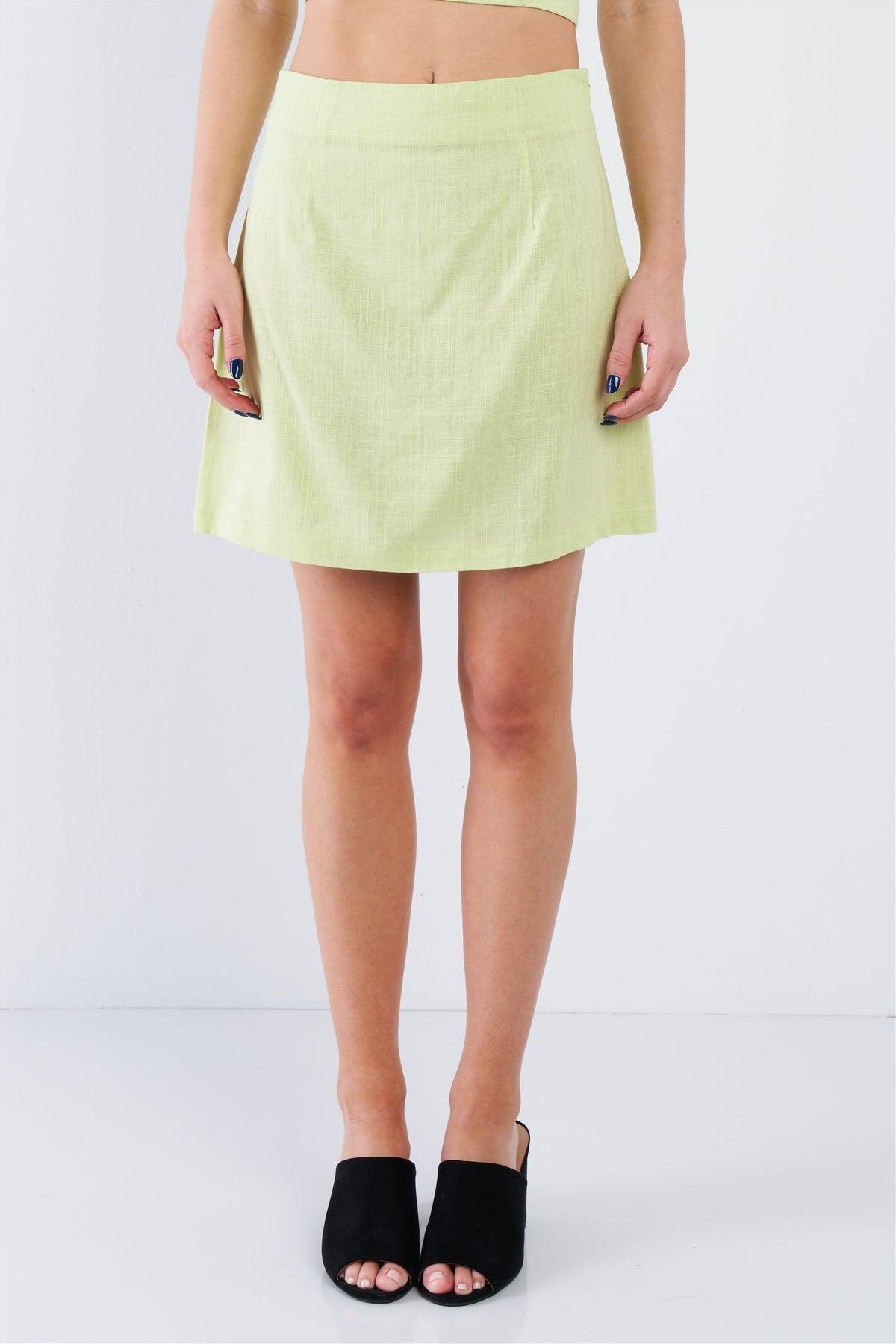 Lemonade Lime Green Smocked Crop Halter & Chic Mini Skirt Set /3-2-1