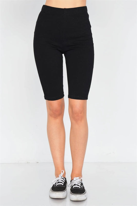 Black Stretchy Athletic Biker Shorts /4-2-1 - Tasha Apparel Wholesale