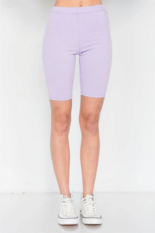 Lavender Stretchy Athletic Biker Shorts /4-2-1 - Tasha Apparel Wholesale