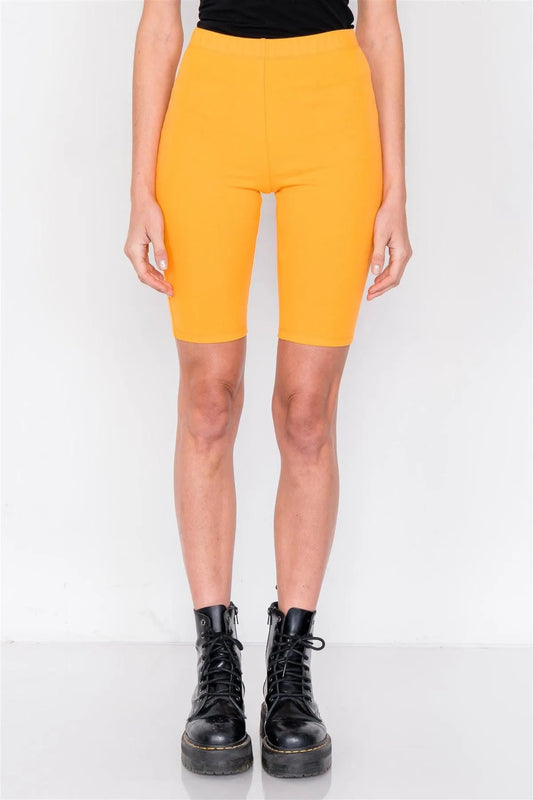 Orange Stretchy Athletic Biker Shorts /4-2-1 - Tasha Apparel Wholesale