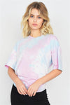 Pink Tie Dye Back Cut Out Knot Vintage Relaxed Fit Tee /3-2-1