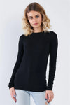 Black Casual Basic Long Sleeve Stretchy Bodycon Top - Tasha Apparel Wholesale