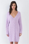Purple Fuzzy Sweater Dress /3-2-1 - Tasha Apparel Wholesale