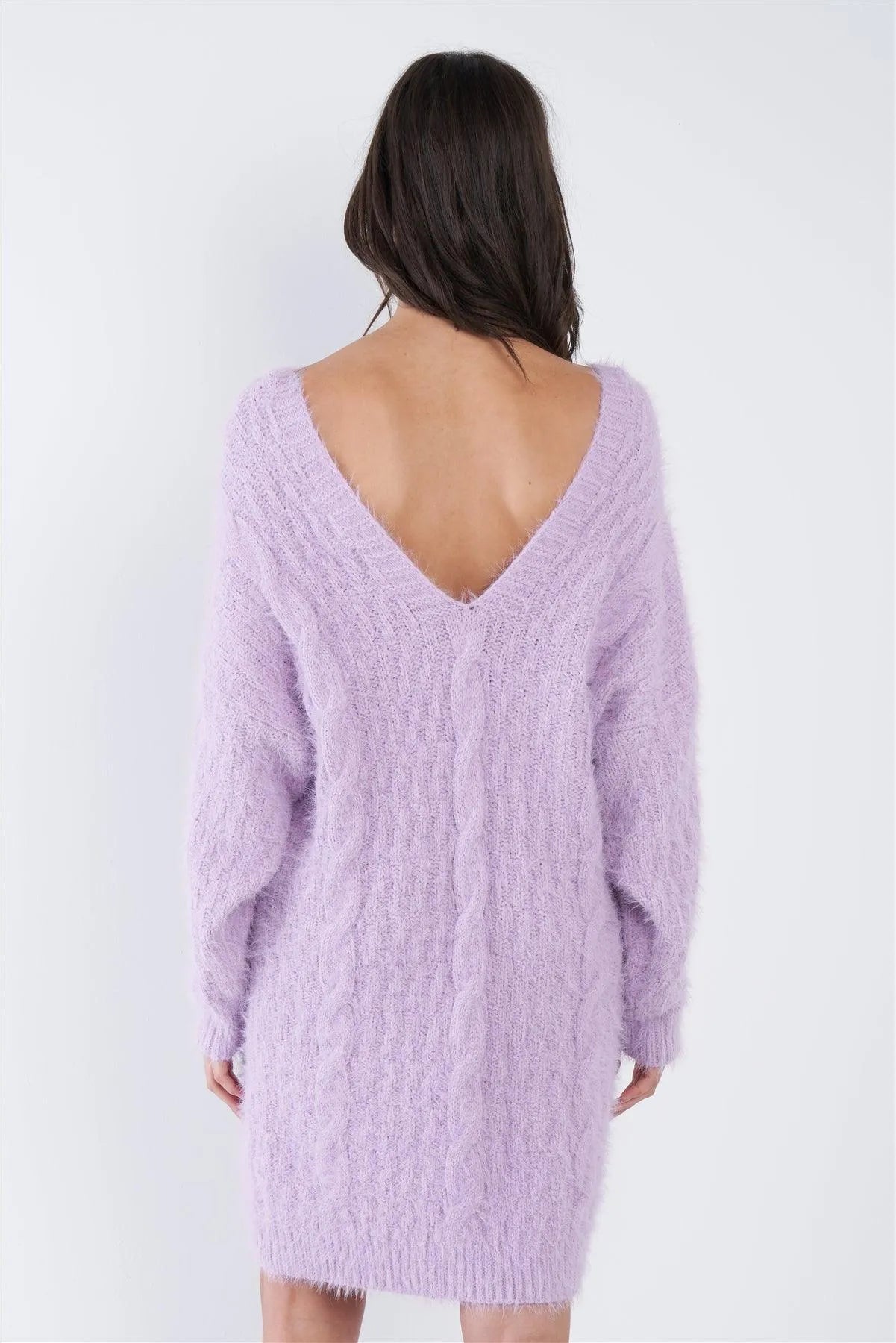 Purple Fuzzy Sweater Dress /3-2-1 - Tasha Apparel Wholesale