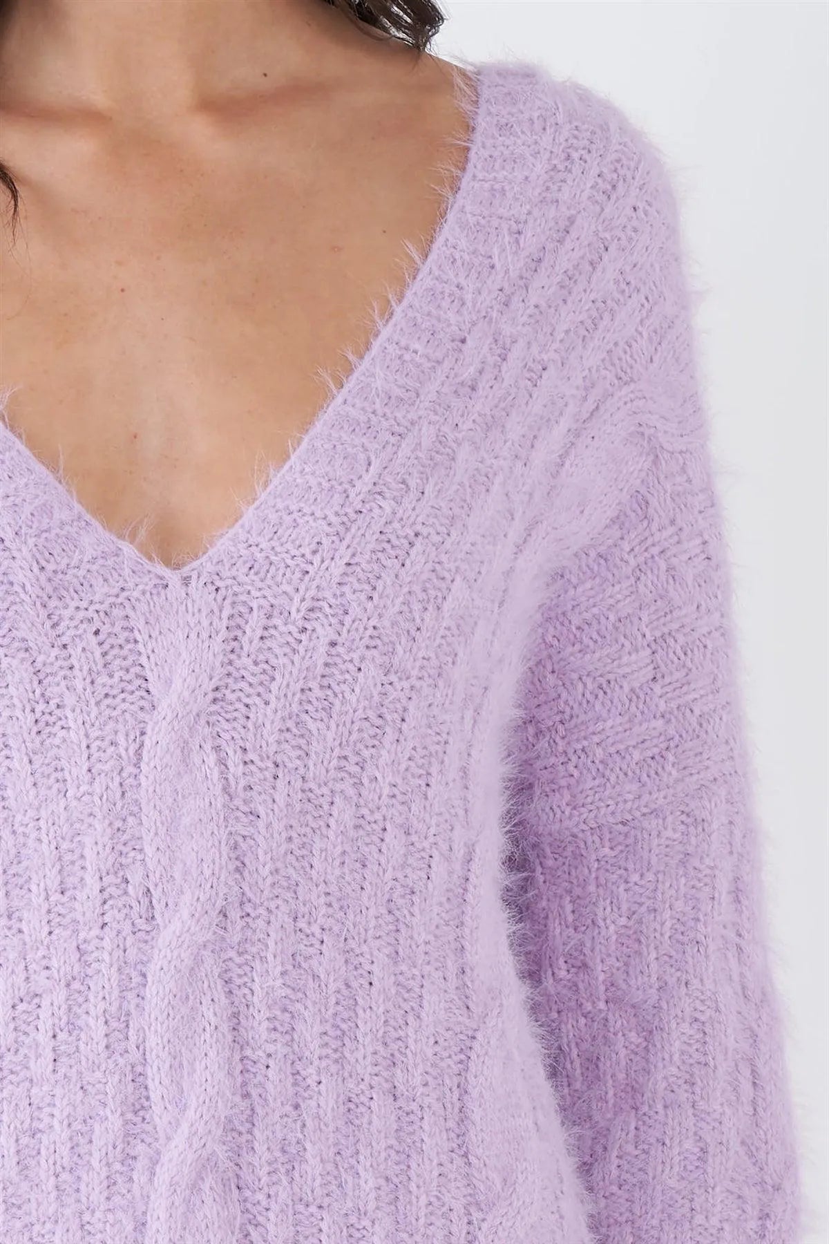 Purple Fuzzy Sweater Dress /3-2-1 - Tasha Apparel Wholesale