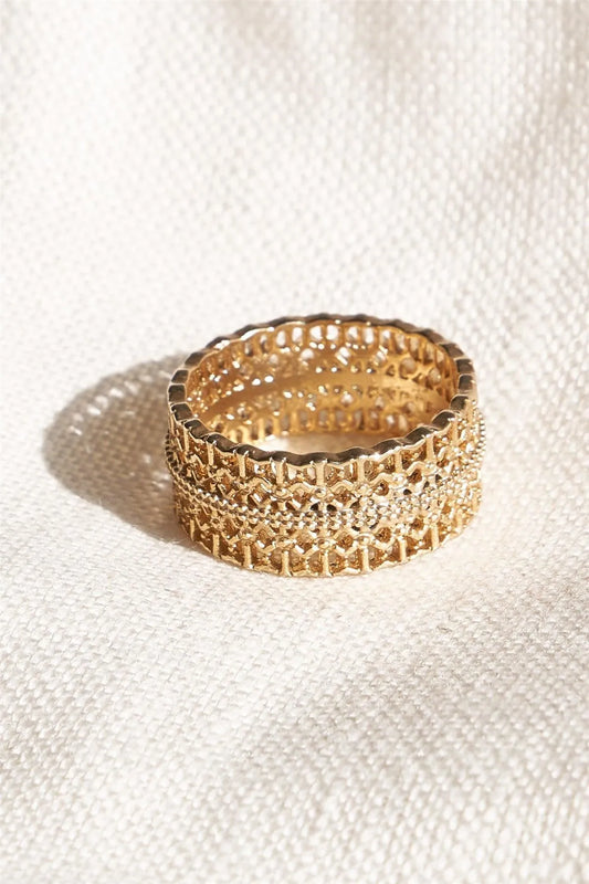Gold Thick Cut Out Ring /4 Pieces - Tasha Apparel Wholesale