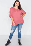 Junior Plus Size Ginger Batwing Short Sleeve Drop-Shoulder Top /1-3-2 - Tasha Apparel Wholesale