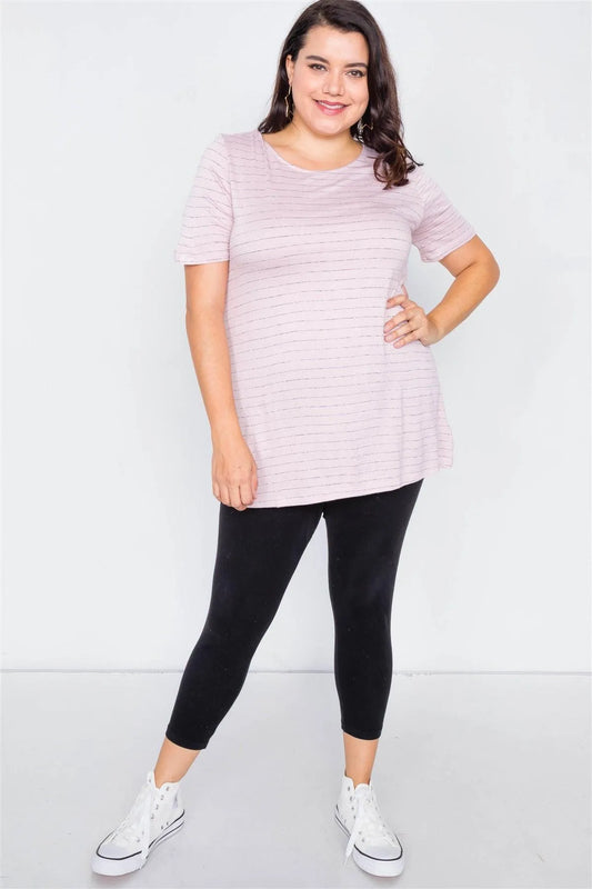 Plus Size Rose Pink Cut Out Back Bow Short Sleeve Top /2-1-1 - Tasha Apparel Wholesale