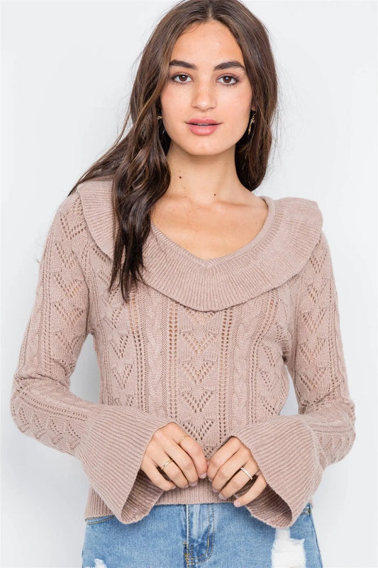 Fungi Knit Long Bell Sleeve Sweater /2-2-2 - Tasha Apparel Wholesale
