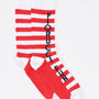 Fiorucci Fun White & Red Striped Mid Calf Printed Logo Detail Socks /3 Pairs