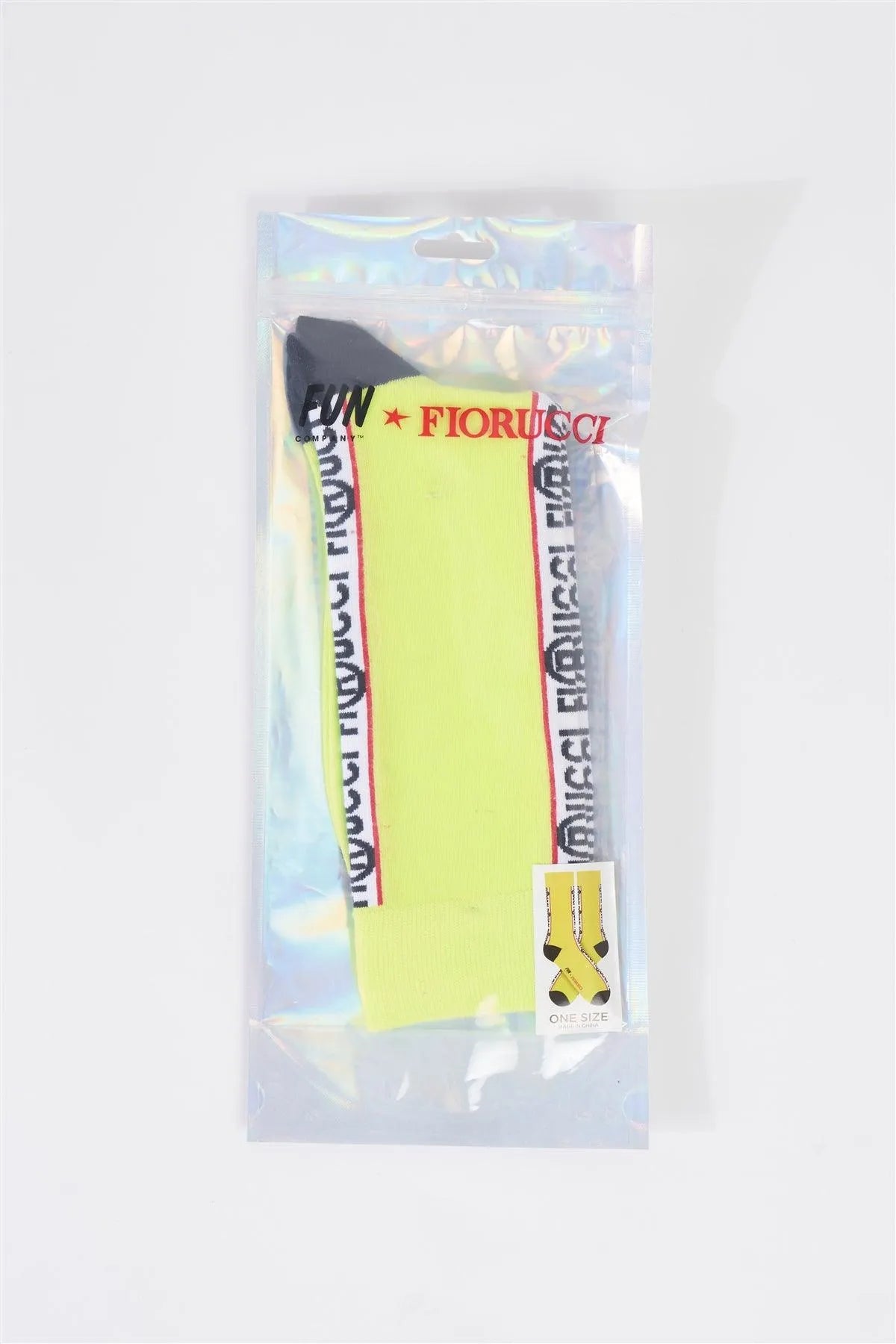 Fiorucci Fun Lime Green Mid Calf Logo Text Detail Socks - Tasha Apparel Wholesale