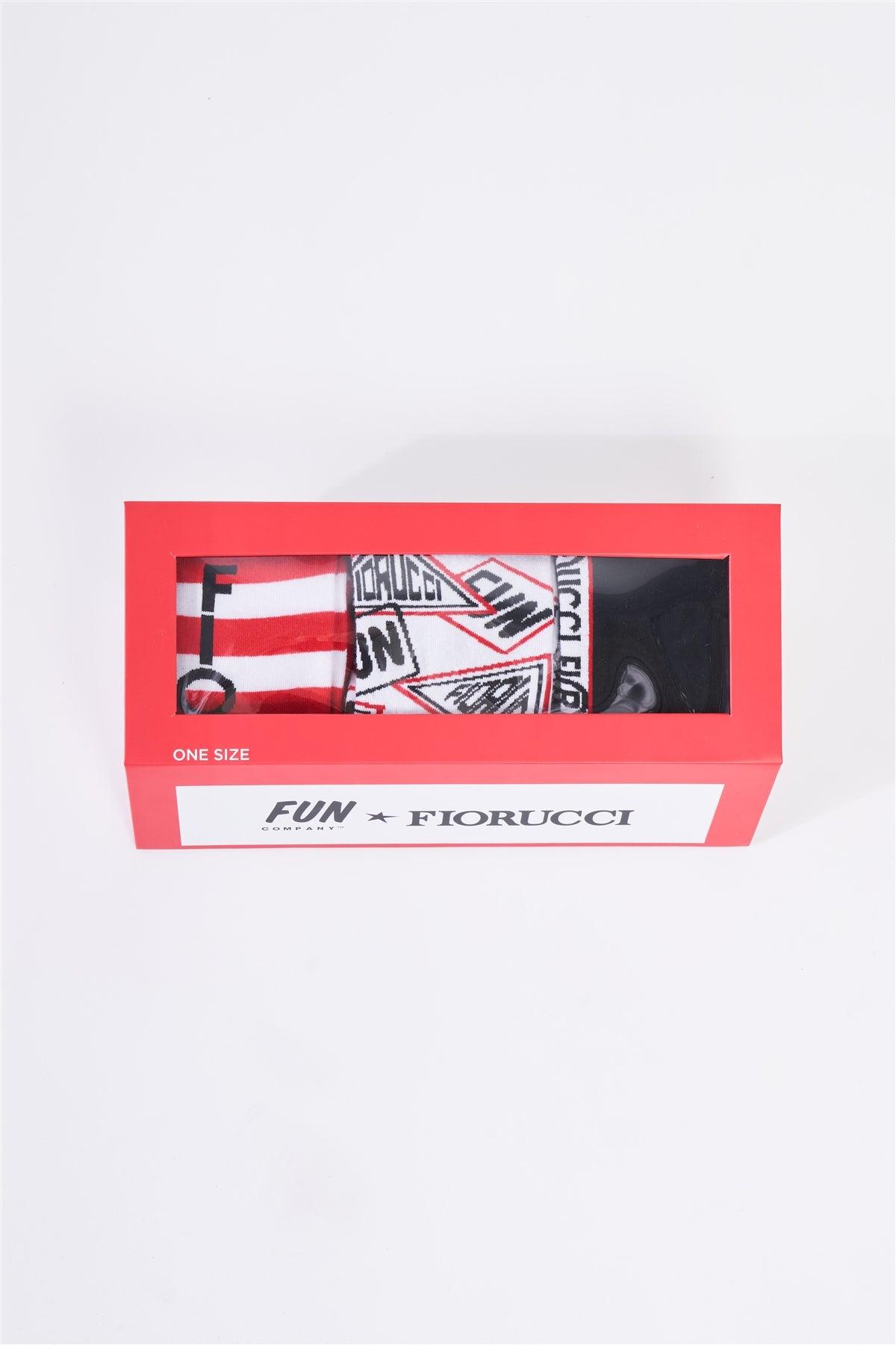 Fiorucci Fun White & Red 3 Pairs Socks Gift Box Set