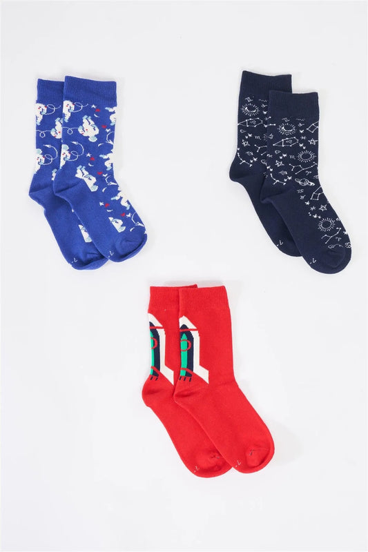 Fiorucci Fun Astro Themed Printed Ankle Cut Kids' Socks - Tasha Apparel Wholesale