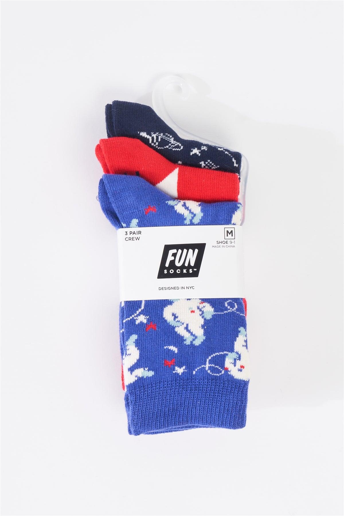 Fiorucci Fun Astro Themed Multicolor Printed Quarter Ankle Cut Kids' Socks Set Of Three /4 Sets Of 3 Pairs