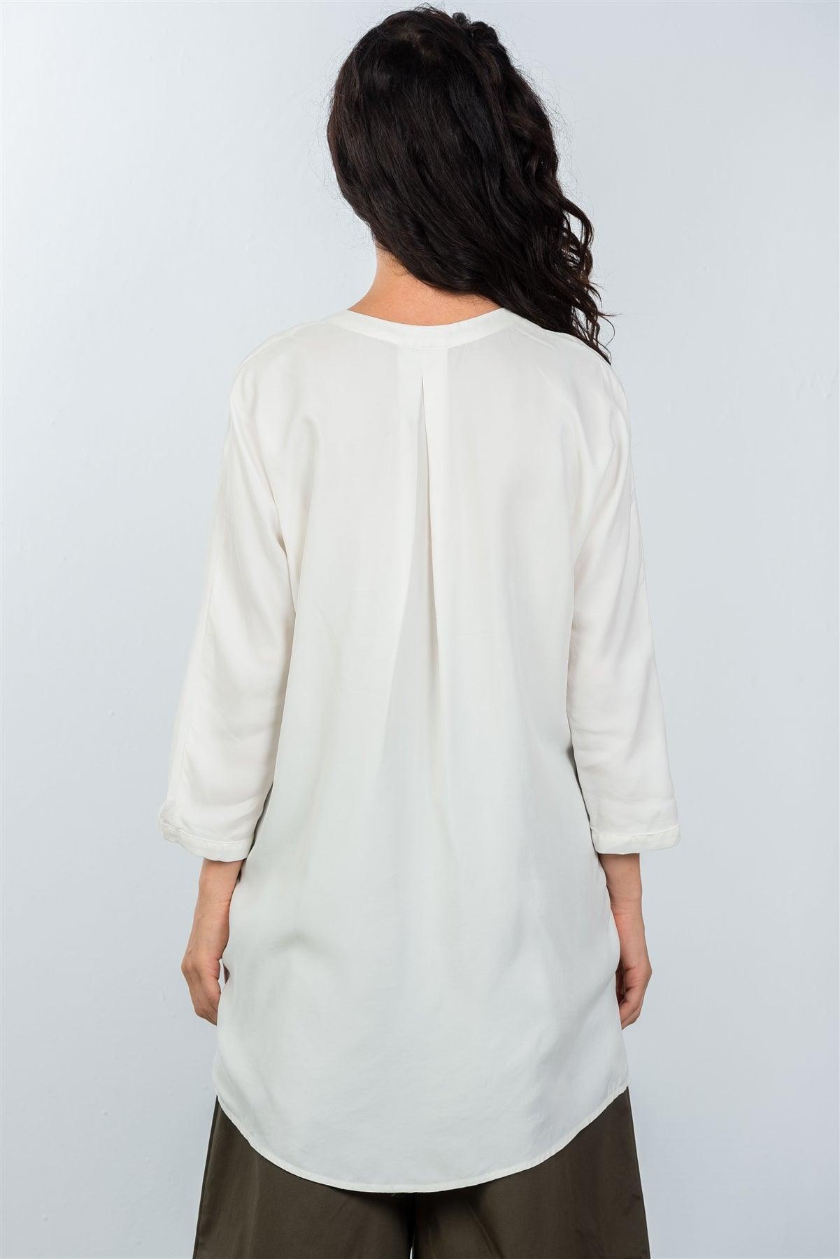 White Oversized Button Down Shirt Dress / 5-1