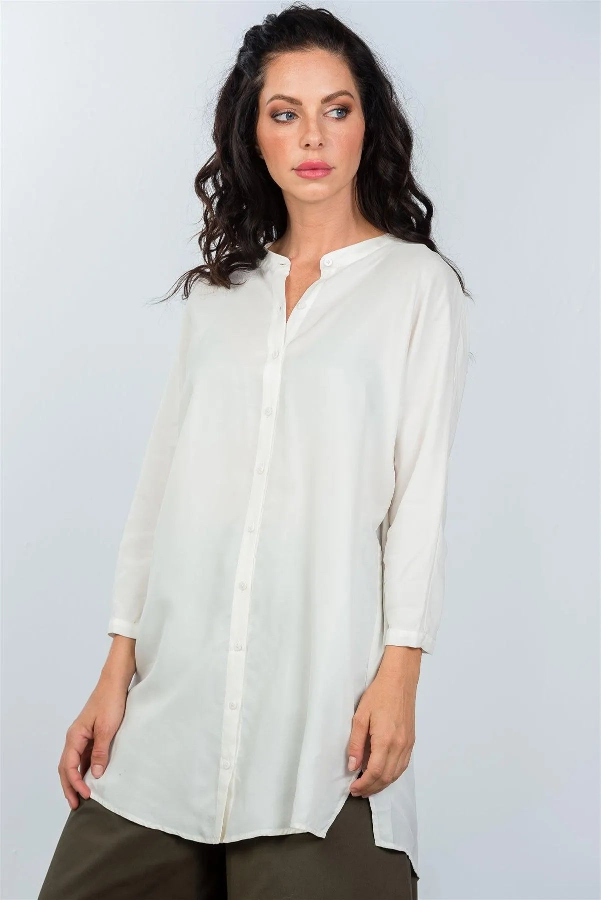 White Oversized Button Down Shirt Dress / 5-1 - Tasha Apparel Wholesale