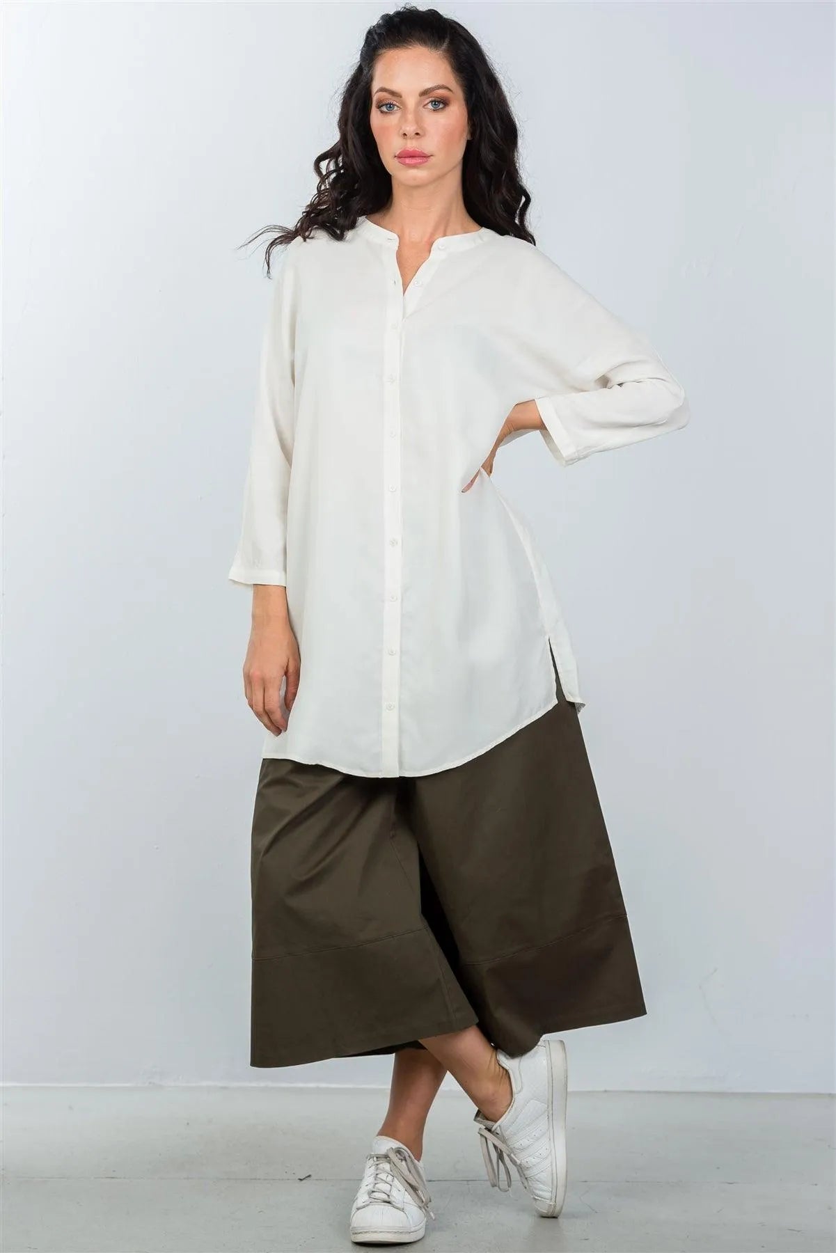 White Oversized Button Down Shirt Dress / 5-1 - Tasha Apparel Wholesale
