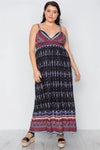 Junior Plus Size Multi Black Paisley Print Maxi Boho Dress /2-2-2 - Tasha Apparel Wholesale
