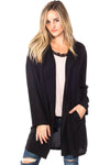 Black Boyfriend Buttoned Two Pocket Blazer Jacket /2-2-2 - Tasha Apparel Wholesale