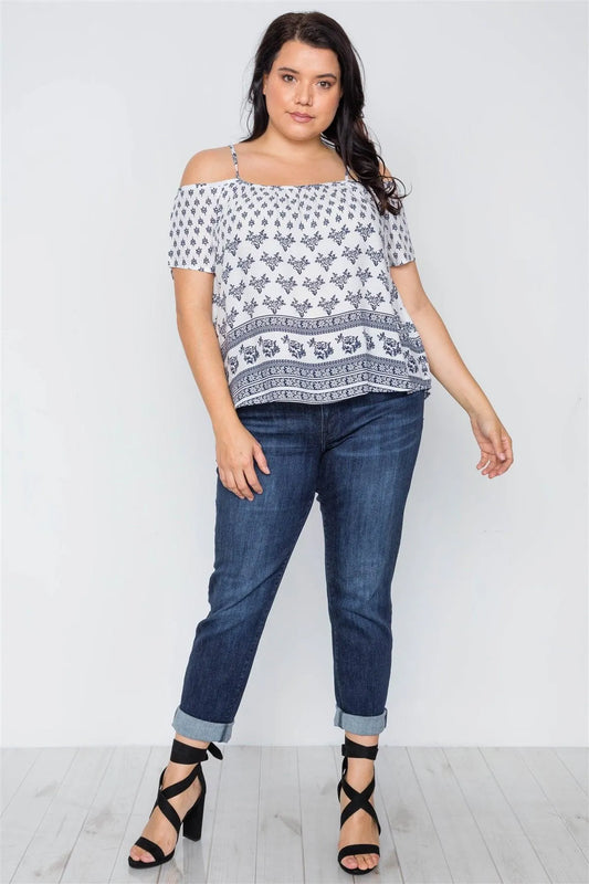 Off White Multi Paisley Print Cami Boho Top /2-2 - Tasha Apparel Wholesale