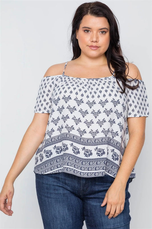 Off White Multi Paisley Print Cami Boho Top /2-2-2 - Tasha Apparel Wholesale
