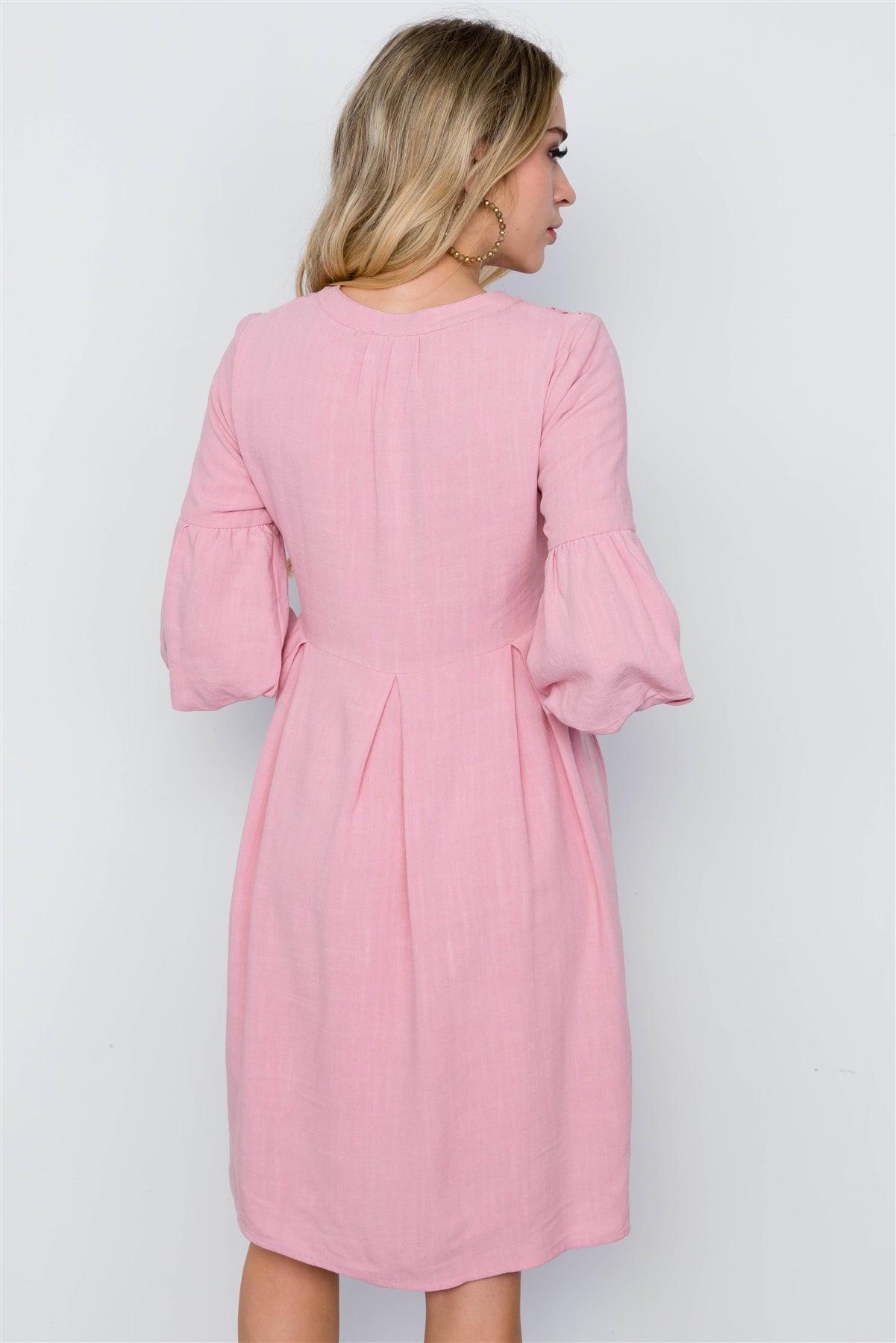 Pink Crochet Combo Boho Dress /1-2-2