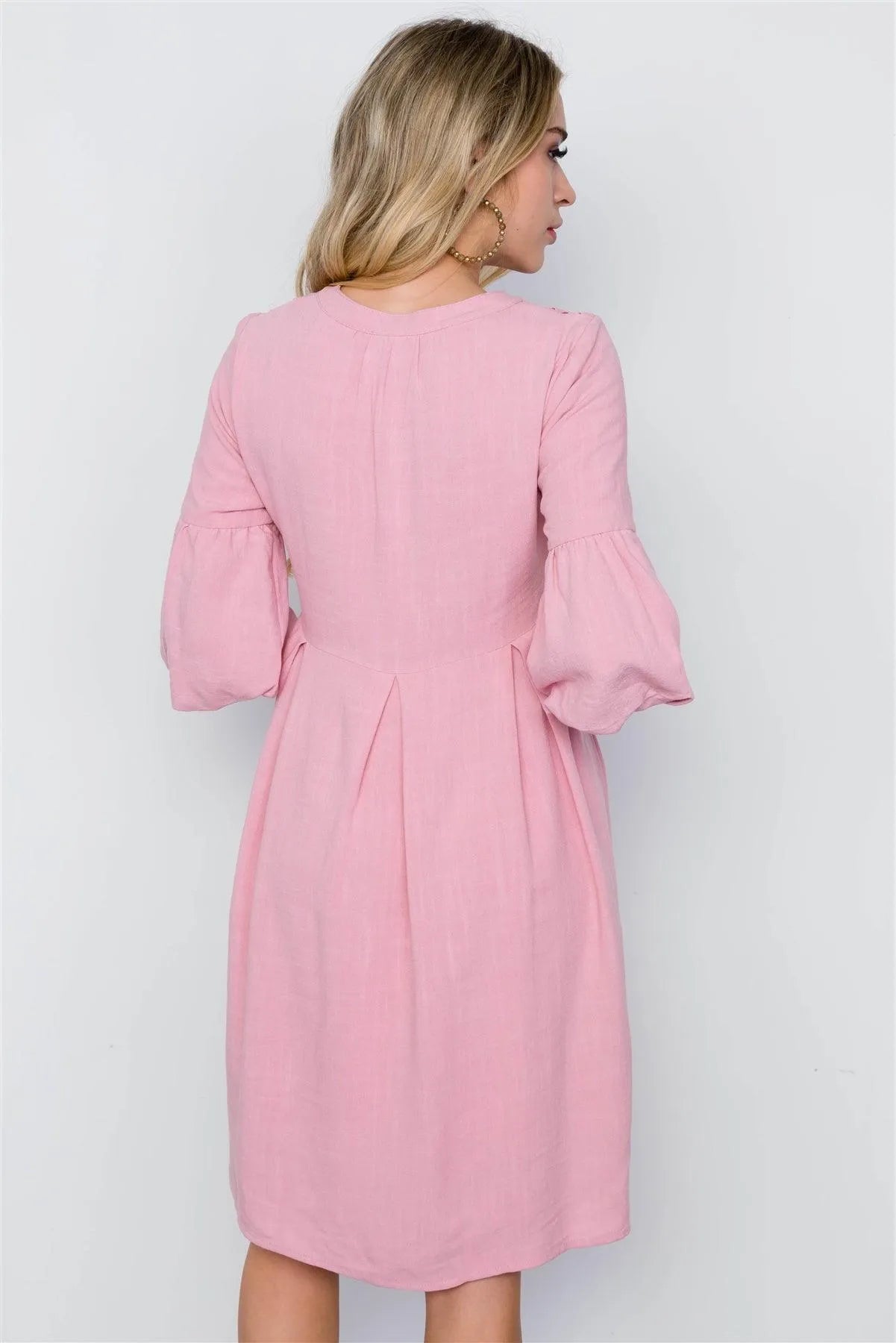 Pink Crochet Combo Boho Dress / 2-2-2 - Tasha Apparel Wholesale