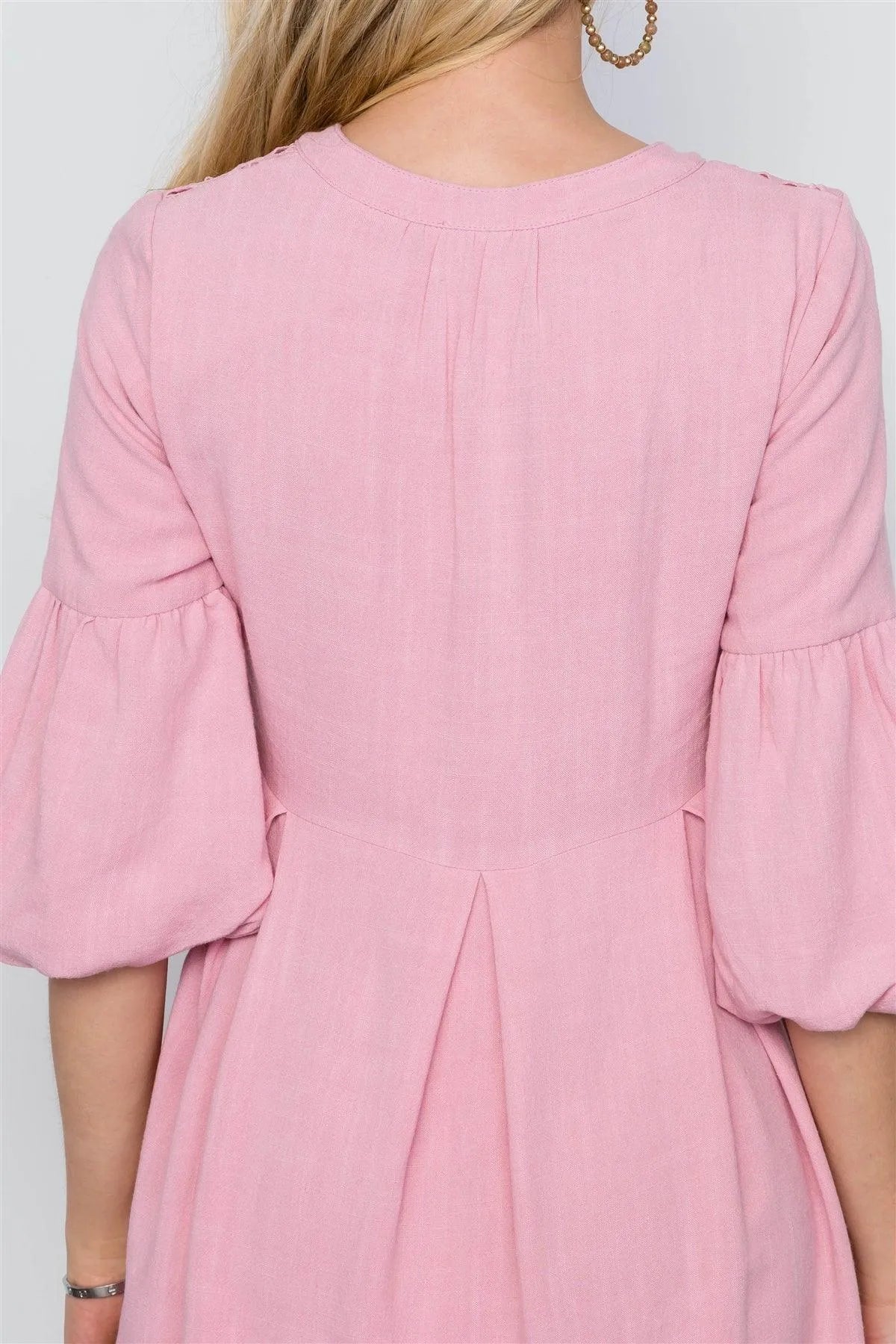 Pink Crochet Combo Boho Dress / 2-2-2 - Tasha Apparel Wholesale