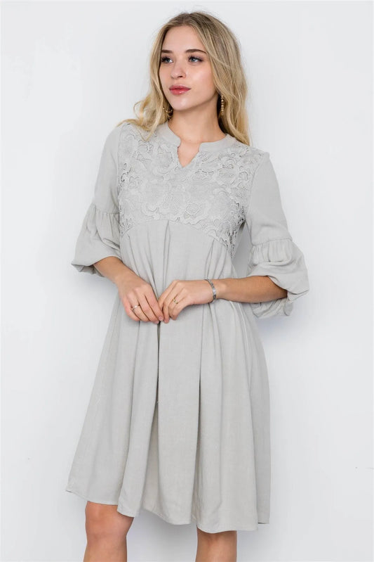 Sage Crochet Combo Boho Dress / 2-2-2 - Tasha Apparel Wholesale