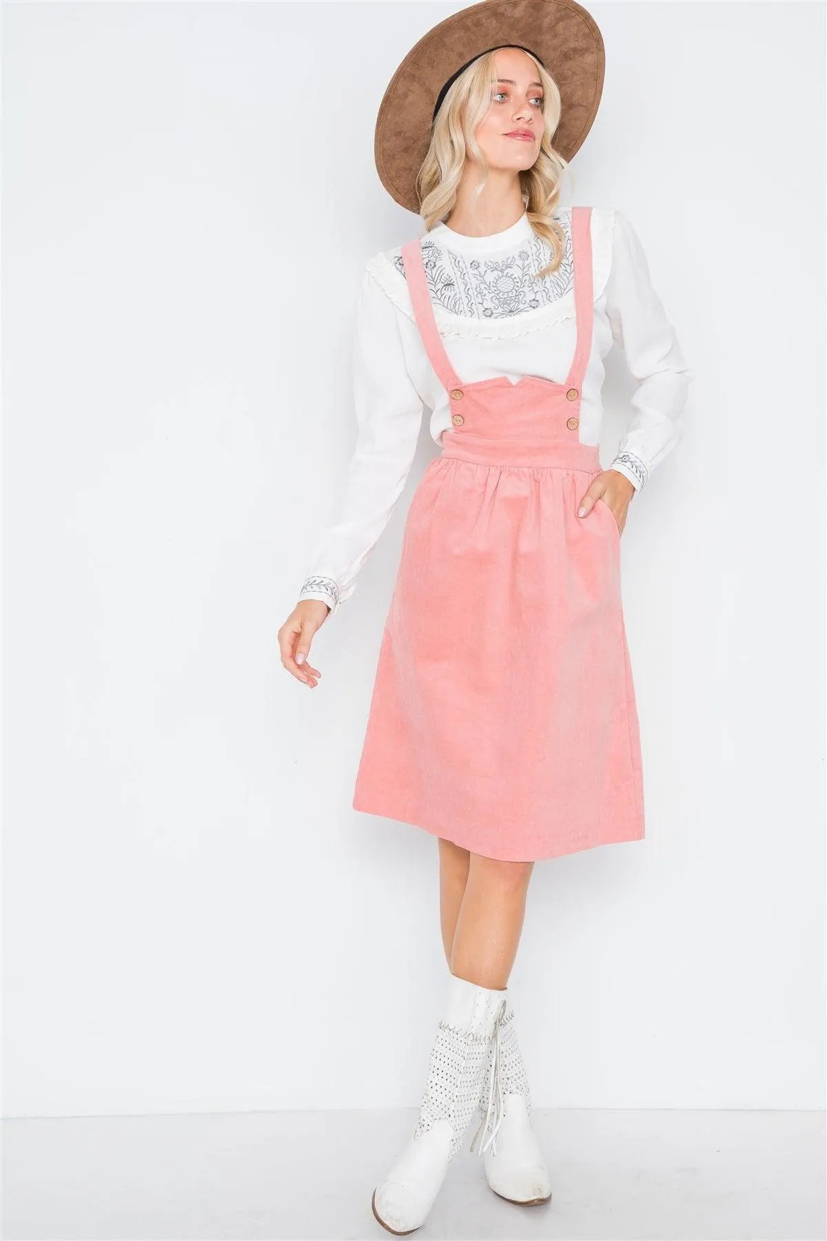 Mauve Corduroy High-Waist Boho Skirt /3-2-2 - Tasha Apparel Wholesale