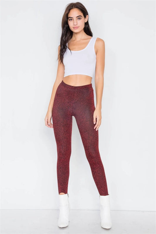 Red Glitter Stirrup Festive Leggings /2-2-2 - Tasha Apparel Wholesale
