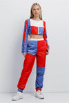 Red Blue Colorblock Windbreaker Jacket Pant Set /2-2-2