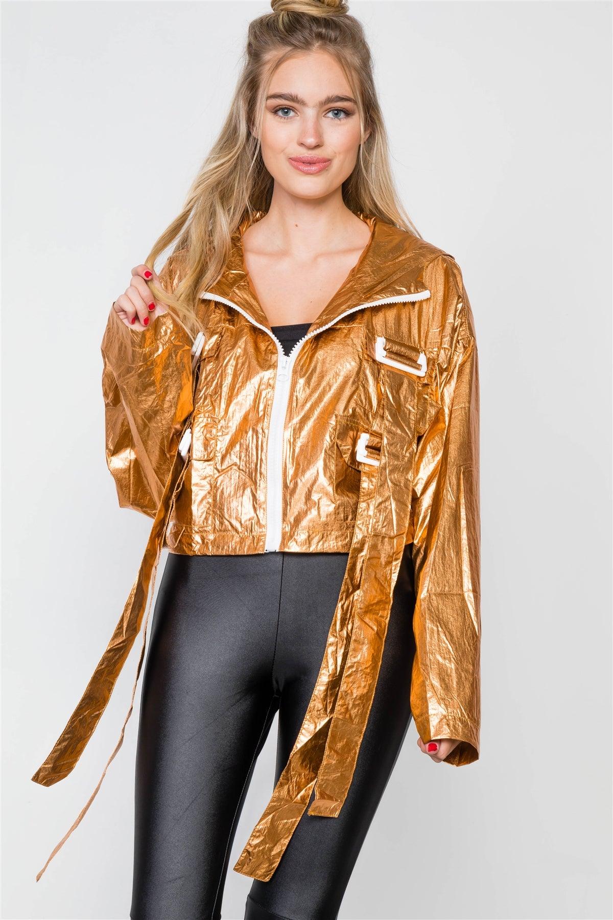 Rose Gold Cropped Lightweight Long Sleeve Jacket /2-2-2