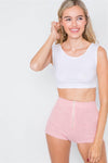 Pink & White Color Block Zipper Short Shorts /3-2-1